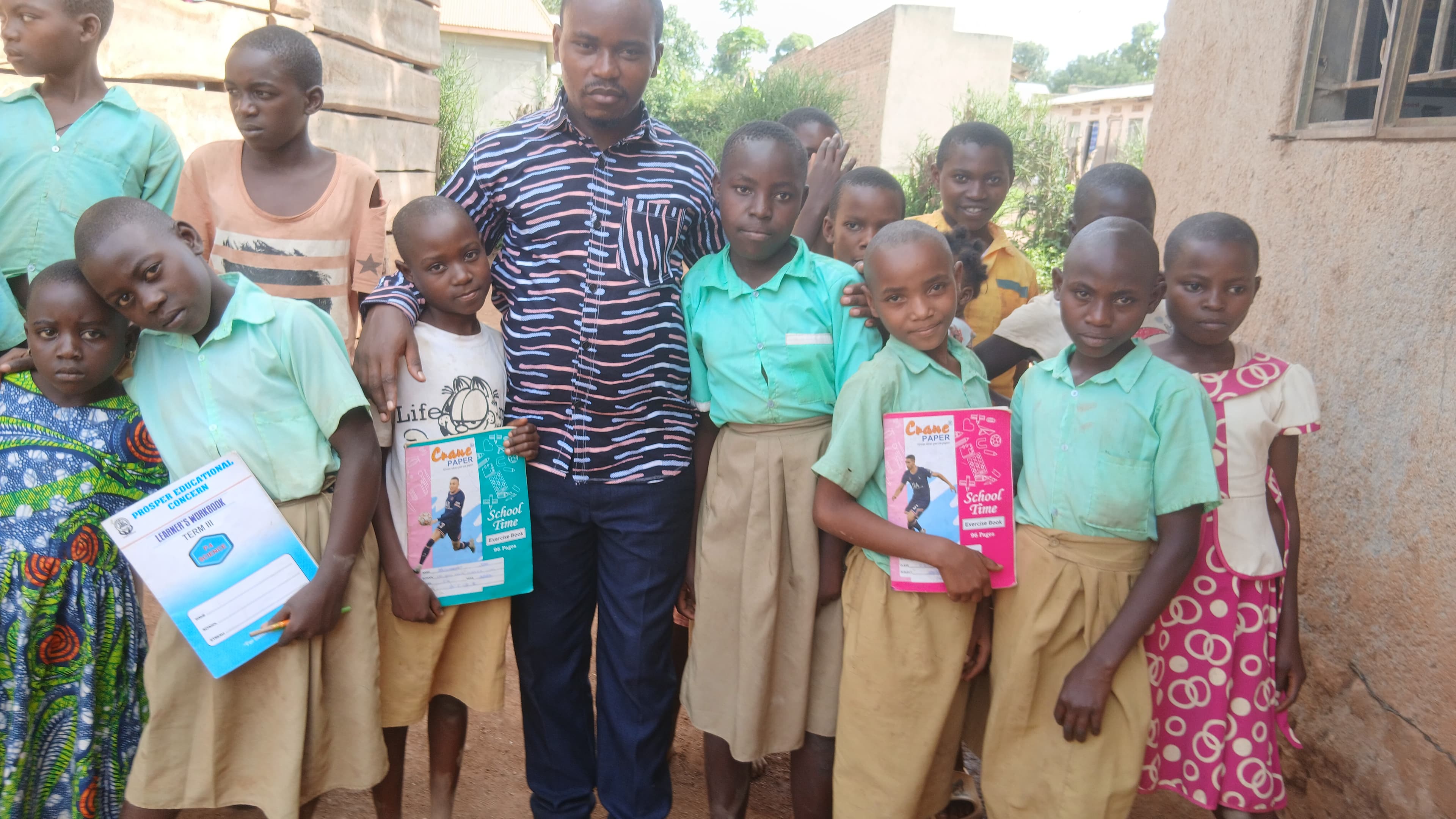 Children studying with books in a classroom